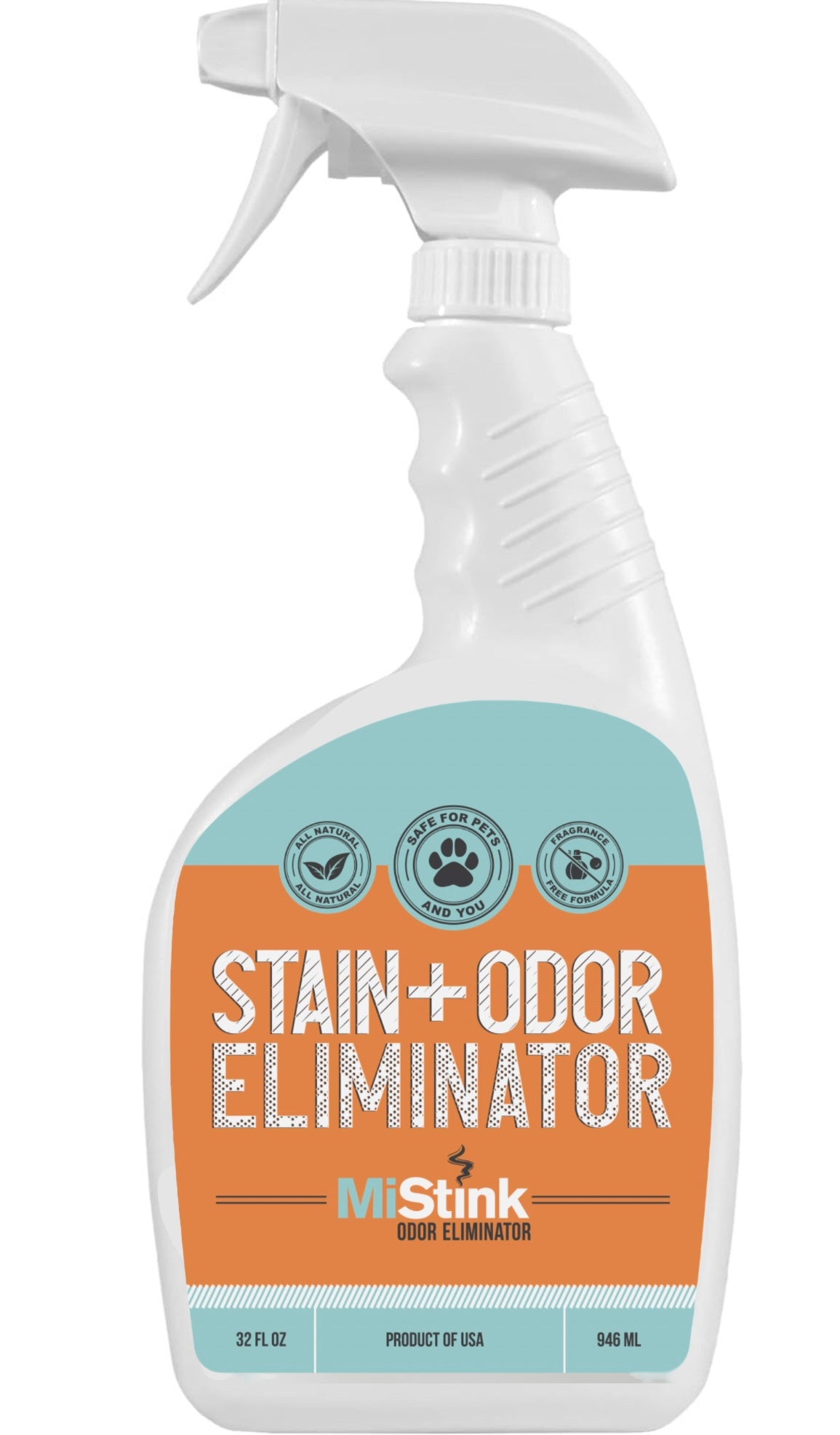 MiStink Pet Stain and Odor Eliminator – 32oz Spray Pet Odor Eliminator for Home – Pet Urine Enzyme Cleaner for Carpets, Furniture, Bed, Clothing – Fragrance-Free Odor and Stain Remover Spray - MiStink